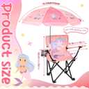 Outdoor Toddler Camping Chair with Umbrella Foldable Beach Chairs with Safety Lock for Kids Waterproof Lawn Kids Folding Chair for Outside Beach Travel(Mermaid)