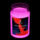 UV Fluorescent Soy Wax Low Temperature Candles, Low Heat Body Safe Candle for Night Party, Unscented, 122 F, 11 oz, Peelable Wax (Red)