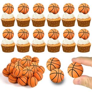 28 PCS Basketball Cake Topper Decorations Mini Cup Cake Decorations for Basketball Sport Birthday Supplies (Style 02)