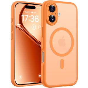 TOCOL for iPhone 17 Case, Full Camera Protection, Built-in Magnetic Ring, Compatible with Magsafe Charger, Drop Protection, Translucent Matte Phone Case for iPhone 17 6.3 inch (Orange)