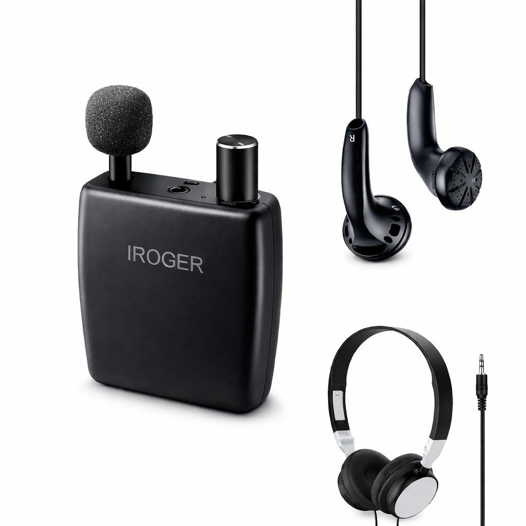 Hearing Amplifier for Seniors, Personal Sound Amplifier, Smart Auto-Gain, Directional Microphone, Rechargeable Battery, Headphones & Earbuds Included (black)