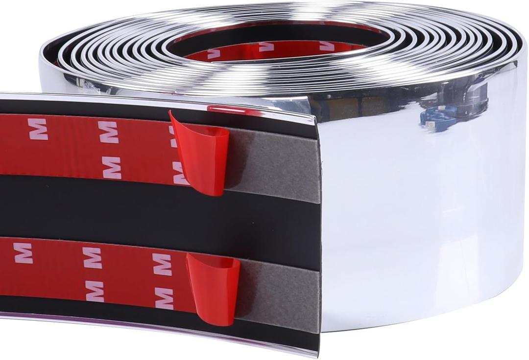 4"(100mm) Automotive Chrome Trim Molding 6.5FT Heavy Duty Car Side Moldings(Self Adhesive) UV Protected Scratch-Proof for Auto Truck RV Front and Rear Bumper/Door Sill Protector