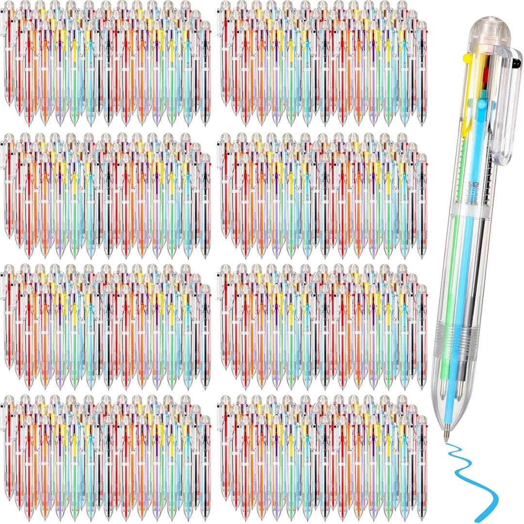 Handepo 150 Pcs 6 in 1 Multicolor Pen Bulk 0.5 mm 6 Colors Retractable Colorful Ink Rainbow Pen for Back to School Students Gifts Birthday Prizes Carnival Reward Party Favors Supplies Office