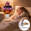 Halloween Decorations, Ceramic Pumpkin in Witch Hat Plug-in Night Light, Vintage Halloween Decorative Night Light with 17 Bulbs, Halloween Decor Indoor for Party Gift Bedroom & Hallway (2-Ceramic Jack O' Lantern)