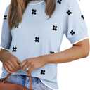 Zeagoo Women Short Sleeve Sweater Summer Crew Neck Dressy Casual Soft Knit Pullover Tops Trendy (Blue, M)