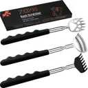 3 Pack Different Back Scratcher Metal Portable Telescoping with Rubber Handles, Extendable Back Massager Tool with Beautiful Box, Stocking Stuffers for Men Women Christmas Presents(Black)