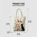 2 x NAMQUL Cute Black Cat Canvas Tote Bag for Women with Zipper Pockets - Large Reusable Shopping, Grocery, Gym & Book Carry Bag, Aesthetic Work Tote Design, Eco-Friendly Gift for Cat Lovers