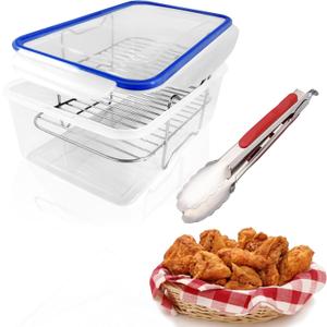 Batter Bowl, Breading Bowl with Lid Flour Shaker for Seasoning Fried Chicken, Fish, Shrimp, Just Flip, Medium Batter Bowl
