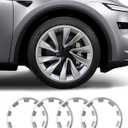 Model Y All-in-one Wheel Rim Protector for Tesla Model Y Juniper 20" Helix Wheel- Strips for Curb Rash Prevention Wheel Rim Protector Easy to Install (Sliver,4pcs) 