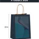 Joybe 50 Pack 8x4.75x10 Inch Medium Navy Blue Kraft Paper Bags with Handles Bulk, Craft Paper Gift Bags for Party Favors Grocery Retail Shopping Business Goody Merchandise Take Out Blank Sacks (50pcs)