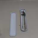 Portable Travel Flatware 3PCS Spoon Fork Chopsticks Set 18/10 Stainless Steel with Case and Bag for School Work Office Lunch (Silver)