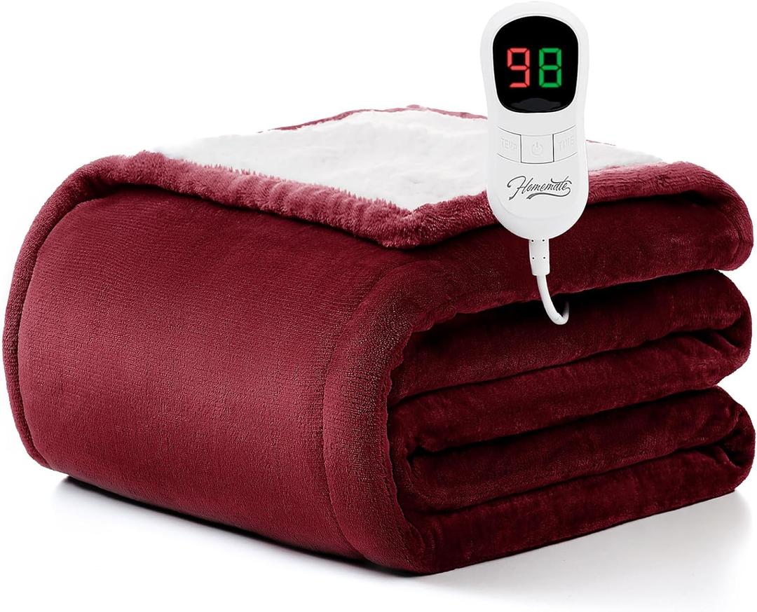Heated Blanket Electric Throw, 50" x 60" Heating Blanket with 5 Levels & 10 Hours Auto Off, Extremely Soft Flannel Warm Blanket Gifts OverHeat Protection, ETL Certified Machine Washable