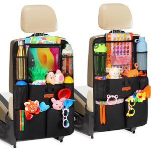 SURDOCA Car Organizers and Storage, Upgraded Car Seat Organizer with 11-inch Touch Screen Tablet Holder, Backseat Car Organizer with 8 Pockets, Car Seat Protector Road Trip Essentials for Kids (2pcs, Black)