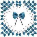 Pack of 2 WEWILUCK Premade Twist Tie Bows, Small Teal Satin Ribbon Bow for Treat Bags, Crafts, Candy, Bakery, Baby Shower Wedding Christmas Birthday Party Decorations(3 Inches, 30PCS)