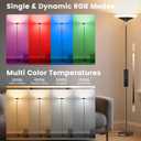 SIBRILLE RGB Torchiere Floor Lamp - 30W Dimmable LED Standing Lamp with Remote, Multi Color Changing, 72in Tall Corner Light, Bright Standing Pole Light for Office Living Room Bedroom Basement, Black