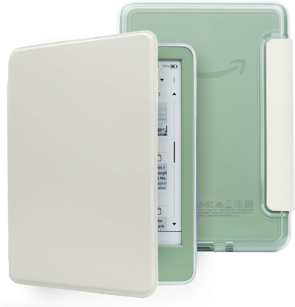 Case for 6" Kindle 11th Generation 2024/2022 Release, Light PU Leather Cover and Transparent Hard Back Shell,with Auto Sleep/Wake,Creamy White