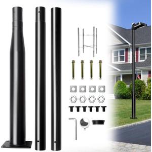 Street Light Pole 10Ft,Street Light Poles for Outdoor Lighting, Solar Street Light Pole Accessory for Street, Patio, Backyard, Basketball Court, Park