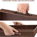 Ranslen Square Leather Serving Tray with Handles, 15"x15" Decorative Table Tray for Home, Ottoman, Coffee Table, Brown