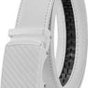 CHAOREN Mens Belt Leather Ratchet Belt - Customizable Fit, Effortless Style (35mm) (36" to 42" Waist Adjustable, Carbon Fiber / White)