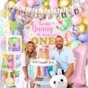 MOVINPE Some Bunny Is One Birthday Party Decorations for Girl, Baby Girl 1st Easter Bunny Birthday Party Supplies First Birthday Decor, Easter Rabbit Macaron Theme Balloons Backdrop Party Decor
