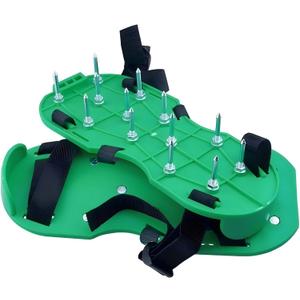 Lawn Aerator Shoes Upgrades Aeration Shoes for Lawn Heavy Strap Spike Shoes for Grass Soil Aerating Spikes Tool (Green)