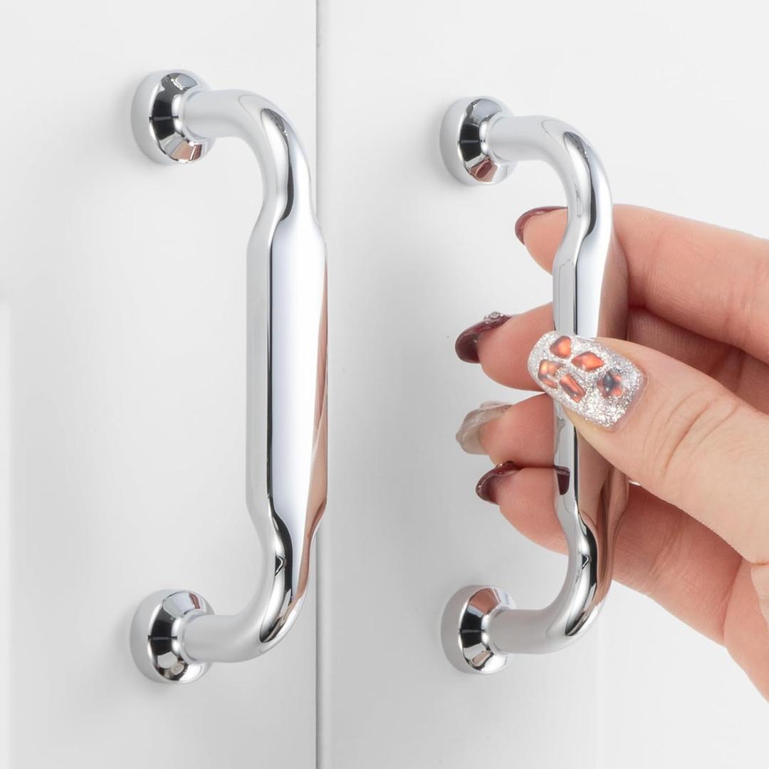 10 Pack, 3 Inch(76mm) Hole Centers, Polished Chrome Kitchen Cabinet Handles ZP2302 | Footed Cabinet Pulls, Heavy Duty Hardware for Drawer, Cupboard, Dresser, Bathroom Vanity, Furniture Door (3" Hole Centers-10 Pcs)