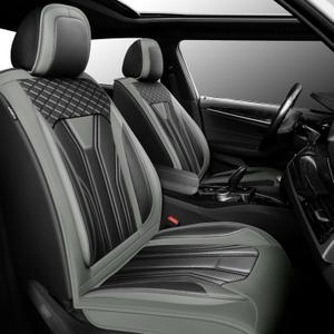 Car Seat Covers Fit for (5 Seats) KIA Sorento 2010-2024 2025, Waterproof, Breathable, and Scratch-Resistant Faux Leather Automotive Seat Covers Seat Protector (Front Seat,Gray&Black)