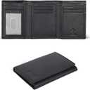ESTALON Real Leather Trifold Wallet For Men-RFID Slim Tri Fold Wallets Minimalist 3 fold Credit Card Holder ID Window (Charcoal/Sierra)