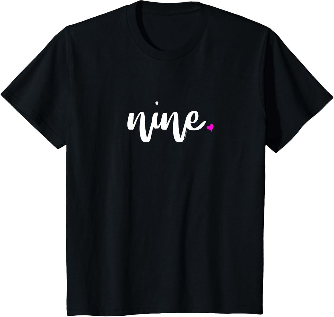 9th Birthday Shirt Girl 9 Year | Age 9 Nine Party Ideas Pink T-Shirt (Black, M)