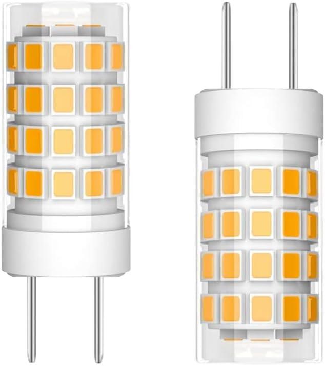 2-Pack GY6.35 LED Bulb 4W GY6.35 Bi-pin Base 40W GY6.35 Halogen Bulb Replacement T4 JC Type LED Bulb AC/DC 12V Dimmable for Pendant Light,Desk Light,Landscape Lighting (Warm White 3000K, 12V)