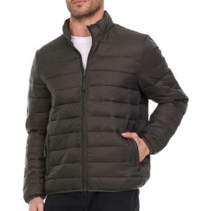 Packable Puffer Jacket Men, Warm Lightweight Winter Jackets for Men (Large, Olive)