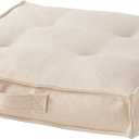 Square Tufted Floor Pillow with Removable Cover, Cream, Large (40")