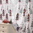 Topfinel Christmas Curtains 84 Inch Length for Living Room 2 Panels Set,Grommet Xmas Decoration Window Curtains with Christmas Tree and Snowflake Print for Bedroom,Set of 2,52x84 Inches Long,White