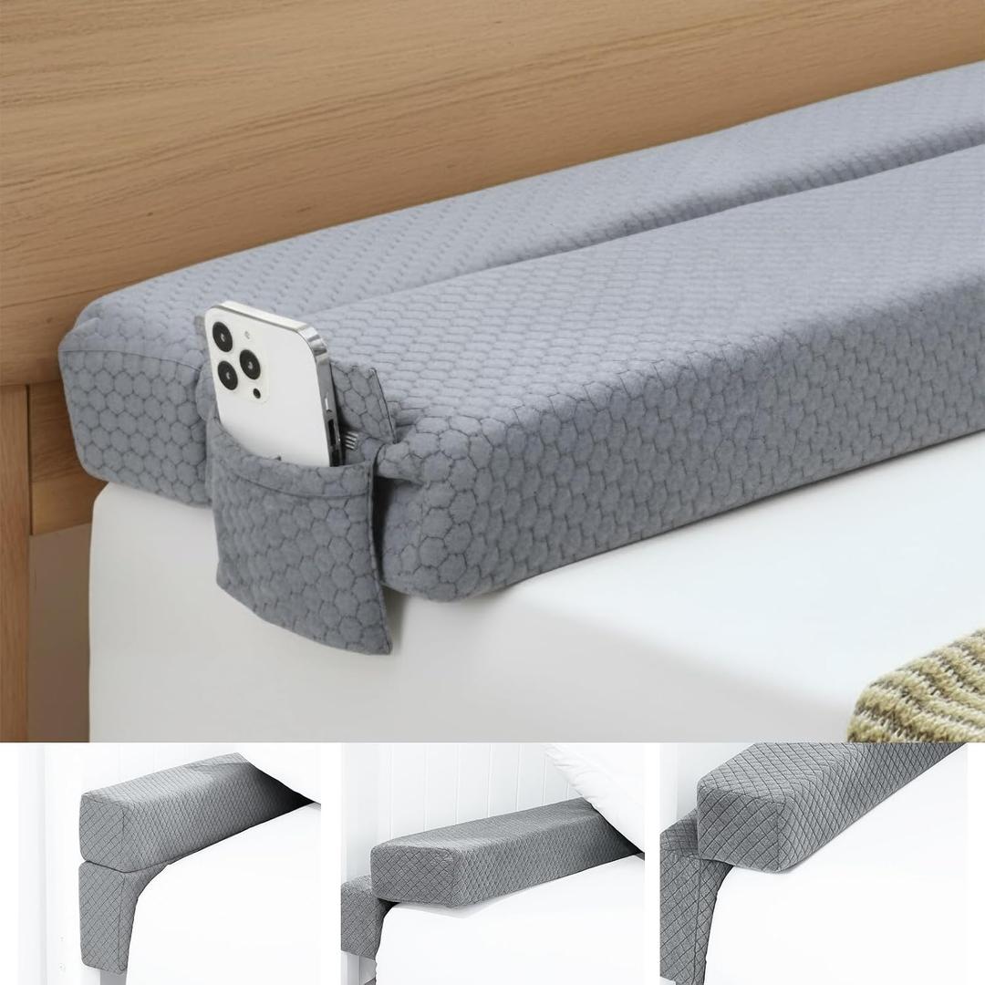 Foldable Bed Wedge Pillow for Headboard Gap (0-6'') 76" x 9.8" x 3" Foam Mattress Gap Filler, Pillow Falling Down, Gray