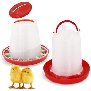 Hanging 1.5kg Chicken Feeder and 1.5L Chicken Waterer Set Kit,No Waste Plastic Automatic Chicken Feeder Waterer for Small Poultry Chicks,Quails and Birds, Outdoor Farm Equipment