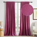 GIGIZAZA Hot Pink Velvet Curtains 84 Inch Long for Living Room,2 Panels Luxury Vintage Drapes Floral Embossed Blackout Window Curtain Back Tab Thermal for Bedroom