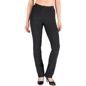 Yogipace, Belt Loops, Women's Petite/ Regular/ Tall Dress Pant Straight Leg Yoga Work Pants Slacks Back Pockets Office Commute Travel, 35", Black Pinstripe, Size XXL