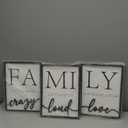 3D Wood Family Wall Decor, 36" x 16" Framed Family Sign Wall Art, 3D Pictures for Living Room (Ready to Hang, 12x16 inches, Set of 3, Framed)