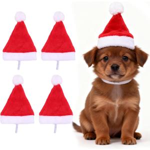 Yahpetes Dog Cat Pet Santa Hat Christmas Santa Claus 4 Pcs Pet Christmas Hats 5.5"X7.8" Dog Costume for Puppy Kitten Small Cats Dogs Pets