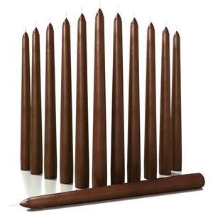 CANDWAX 10 inch Candlesticks - Set of 3 Dripless Tapered Candles - Brown Candles for Home Decor