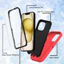 Tall silver for iPhone 15 Case with [2 Screen Protector ], Military Grade Shockproof Heavy Duty Drop Protection Rugged Case 6.1"(red Black)