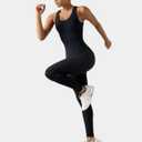Women Rompers Jumpsuits Leotards Bodysuit One Piece Tank Top Outfit Tummy Control Workout Jumpers Body Suits (Black)