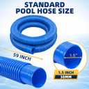 1.5" x 59" Above Ground Pool Hoses Heavy Duty, Replacement Hose Leak-Proof for Filter Pumps & Salt Systems, Pool Hoses for Above Ground Pools with 8 Metal Clamps（Blue, 4Pcs)