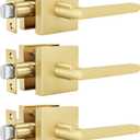 Goldenwarm Brushed Gold Closet Door Handles Passage, Hallway - 3 Pack