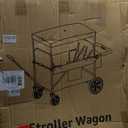 4 Seater Wagon Stroller for Kids, Collapsible Wagon Stroller with Removable Canopy, Foldable Stroller Wagon with Seat and Storage Pocket for Baby Toddlers Black