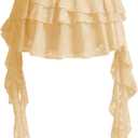 Women's Y2K Mini Skirt Ruffle Lace Asymmetrical Cute Skirts Layered Flowy Pleated Skort with Shorts for Concert Party (Yellow, XL)