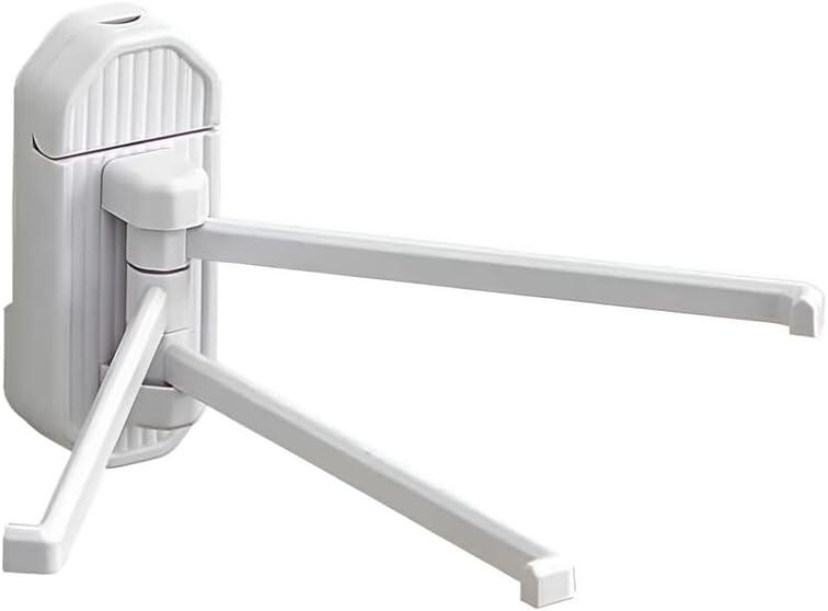EasyGrip Swivel Towel Rack  Wall Mounted 3-Arm Plastic Towel Holder, No Drilling, Adhesive Mount, 180 Rotating Bars, Space-Saving Organizer for Bathroom, Kitchen & Laundry (White)