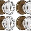 4 Pack Antique Brass Door Knobs, Crystal Door Knob Dummy Door Knobs, Glass Interior Dummy Handle, Single Sided Decorative (Aged Bronze)