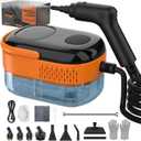 Steam Cleaner for Home & Car-Portable Handheld Steamer for Cleaning with 3-Level Handle, 15s Heat-Up, Large Tank, 16 Accessories - Clean Grease, Grout, Tile, Floor, Couch, Dirt, Furniture (Orange)