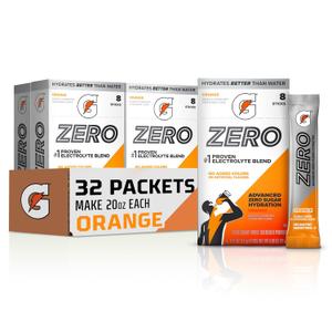 Gatorade Zero Sugar Powder, Orange, (32 Servings) | Electrolyte Powder Drink Mix, No Artificial Flavors, No Added Colors, Zero Sugar, Sports Drinks, Hydration (EXP 04/01/27)